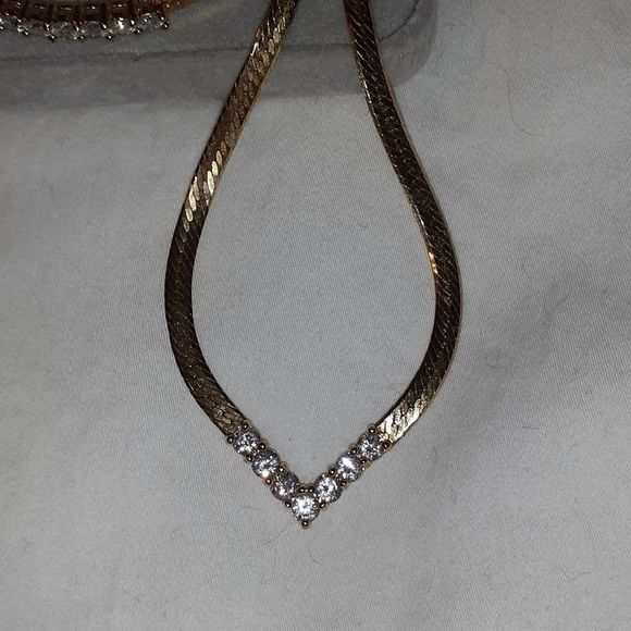 3 Piece CZ Gold Necklace Bracelet Earrings Set - Picture 2 of 7